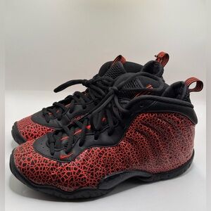 Nike Little Posite One Mid Lava Kids Boys 5Y 5 Youth 644791-012 Red Black Shoes